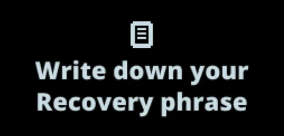 پیغام wrie down your recovery ohrase