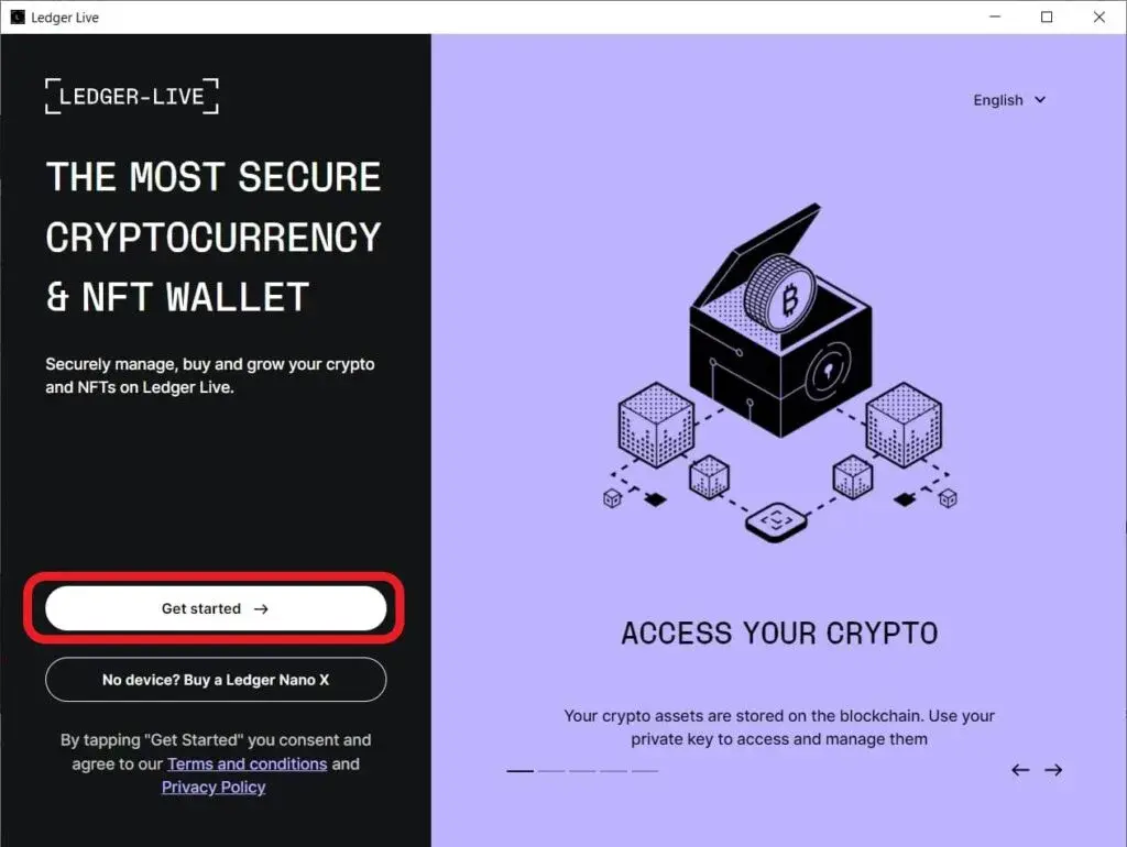 آموزش کامل راهاندازی و استفاده از ولت Ledger Nano X | راهنمای قدم به قدم فارسی 3 انتخاب گزینه راهاندازی دستگاه جدید Ledger Nano X در اپ Ledger Live
