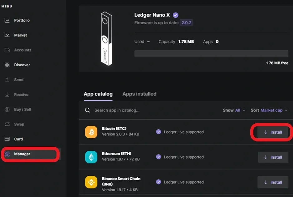 آموزش کامل راهاندازی و استفاده از ولت Ledger Nano X | راهنمای قدم به قدم فارسی 8 نصب نرمافزار اختصاصی رمزارز در Ledger Nano X