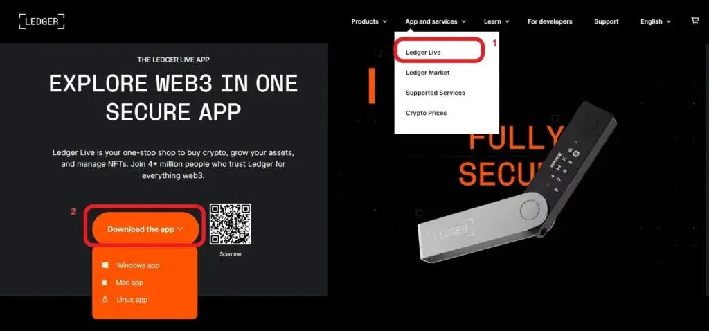 آموزش کامل راهاندازی و استفاده از ولت Ledger Nano X | راهنمای قدم به قدم فارسی 2 دانلود و نصب Ledger Live برای پیکربندی Ledger Nano X